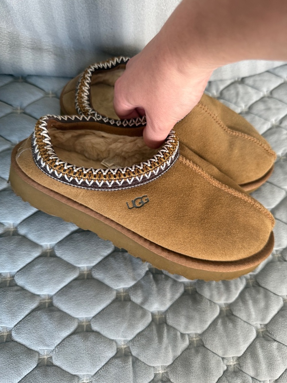 UGG Chestnut/Tan Suede Shearling Mule Slippers